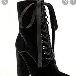 Steve Madden Evolved lace up black velvet booties